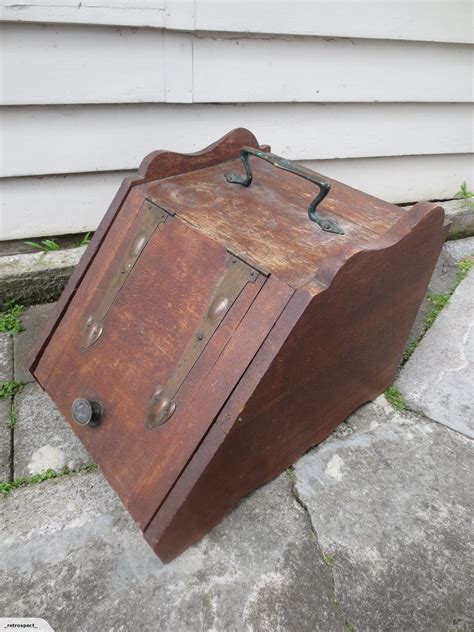 antique metal coal box|vintage coal box.